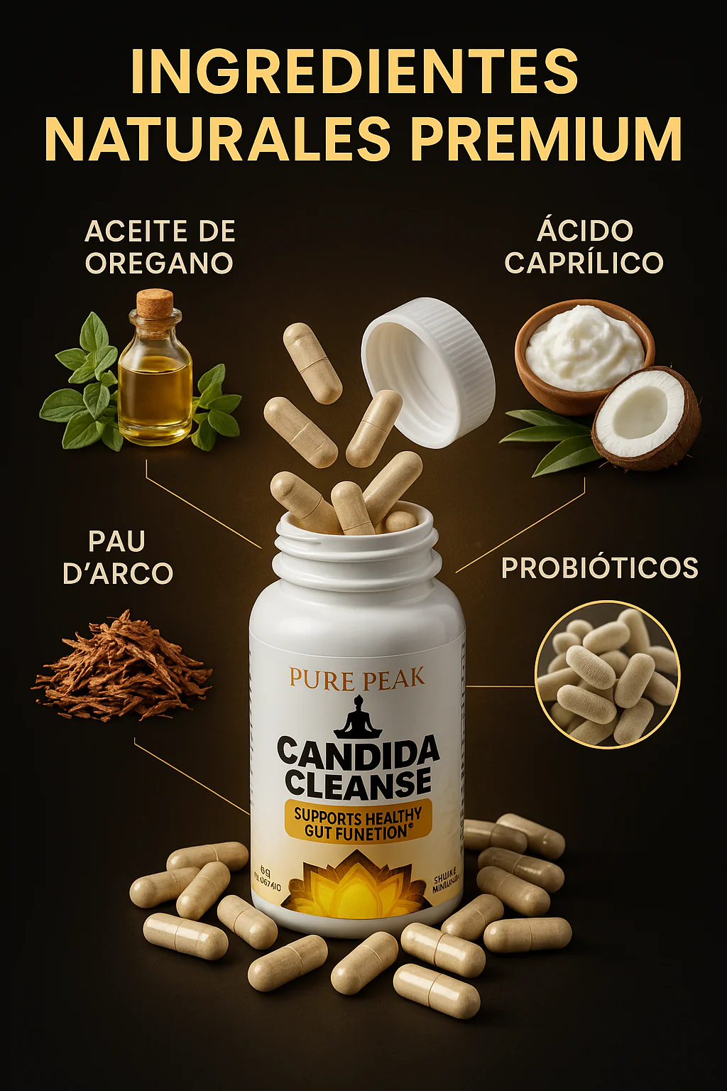 Candida Cleanse® – Fórmula Ayurvédica que Reduce Antojos, Hinchazón y Fatiga, Mejora tu Potencia y Salud Digestiva