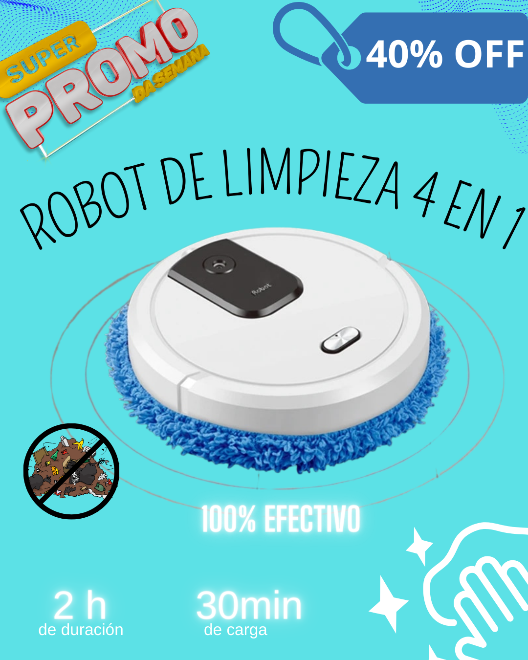 ROBOT INTELIGENTE DE LIMPIEZA |4 en 1