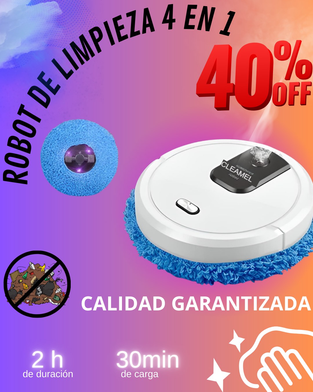 ROBOT INTELIGENTE DE LIMPIEZA |4 en 1